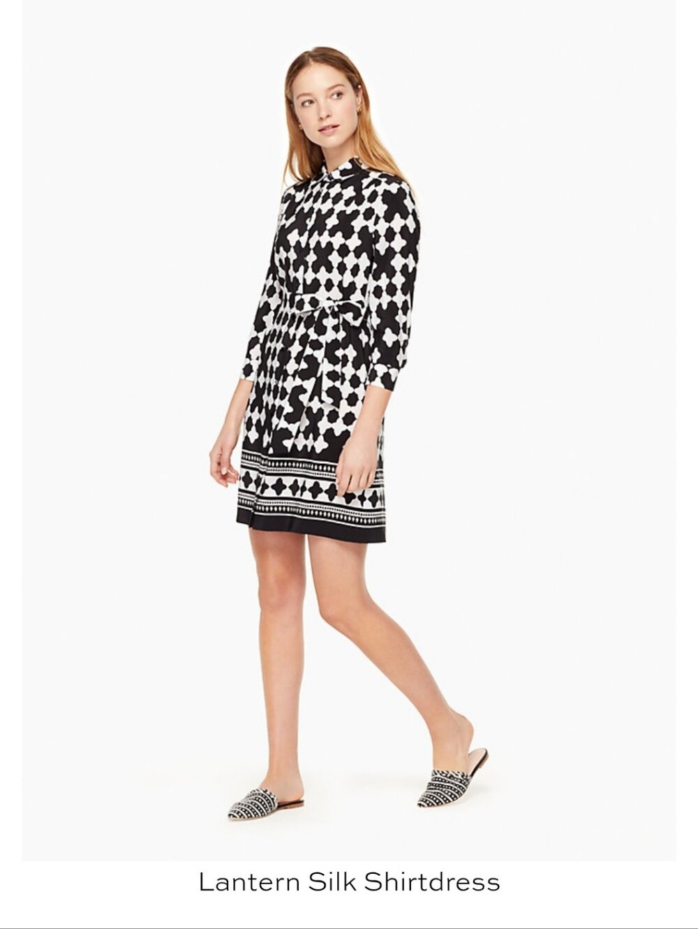 Kate Spade Lantern Silk Shirtdress - Black & White Printed Dress